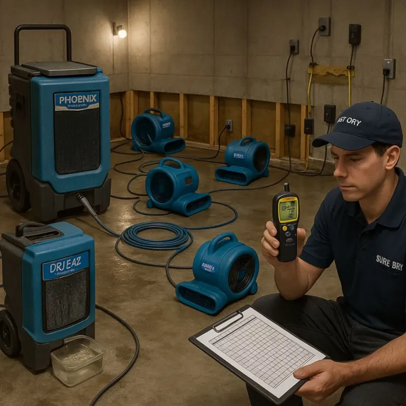 Structural Drying and Dehumidification process in Antelope Valley-Crestview, WY